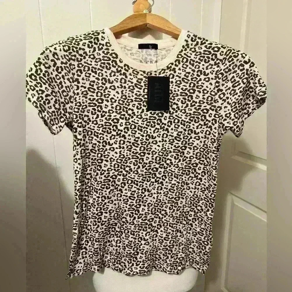 ATM Anthony Thomas Melillo Cheetah Lunar Combo Top Tee Shirt XS